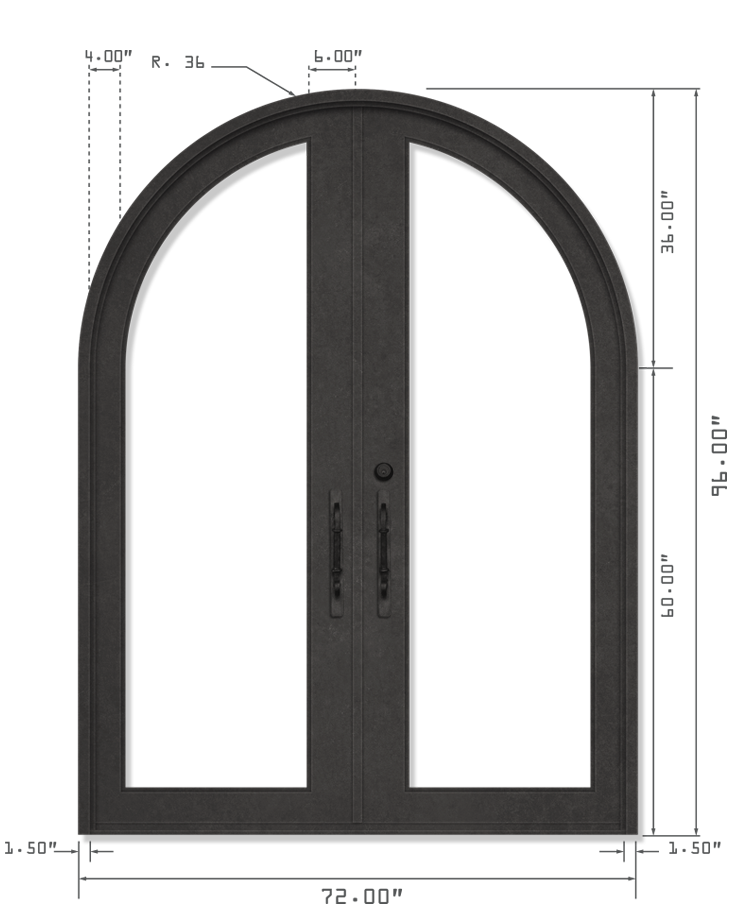 DOUBLE DOOR ROUND TOP 